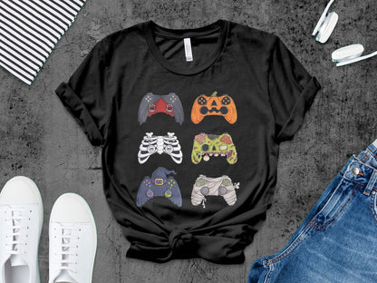 Funny Halloween Skeleton Gamer Video Gaming Spooky controller T-Shirt