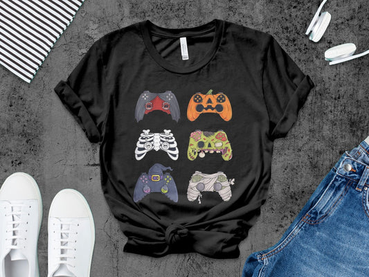 Funny Halloween Skeleton Gamer Video Gaming Spooky controller T-Shirt