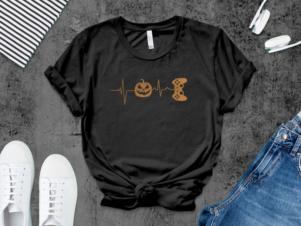 Funny Halloween Skeleton Gamer Video Gaming Spooky controller T-Shirt
