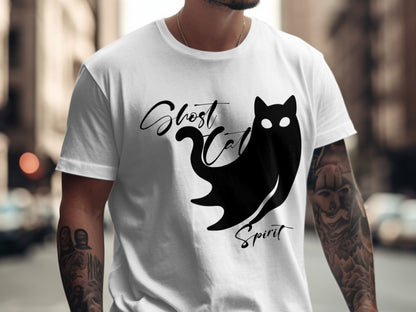 Skeleton Halloween Black Ghost Cat Spirit Cat Pumpkin Ghost Spooky Season T-Shirt