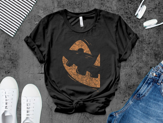 Spooky Couples Halloween Shirt Pumpkin Face Halloween Matching Couple T-Shirt