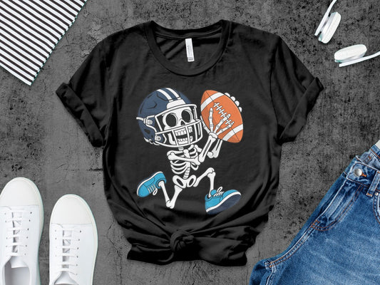 American Football Skeleton Halloween Spooky Sports Football Fan T-Shirt