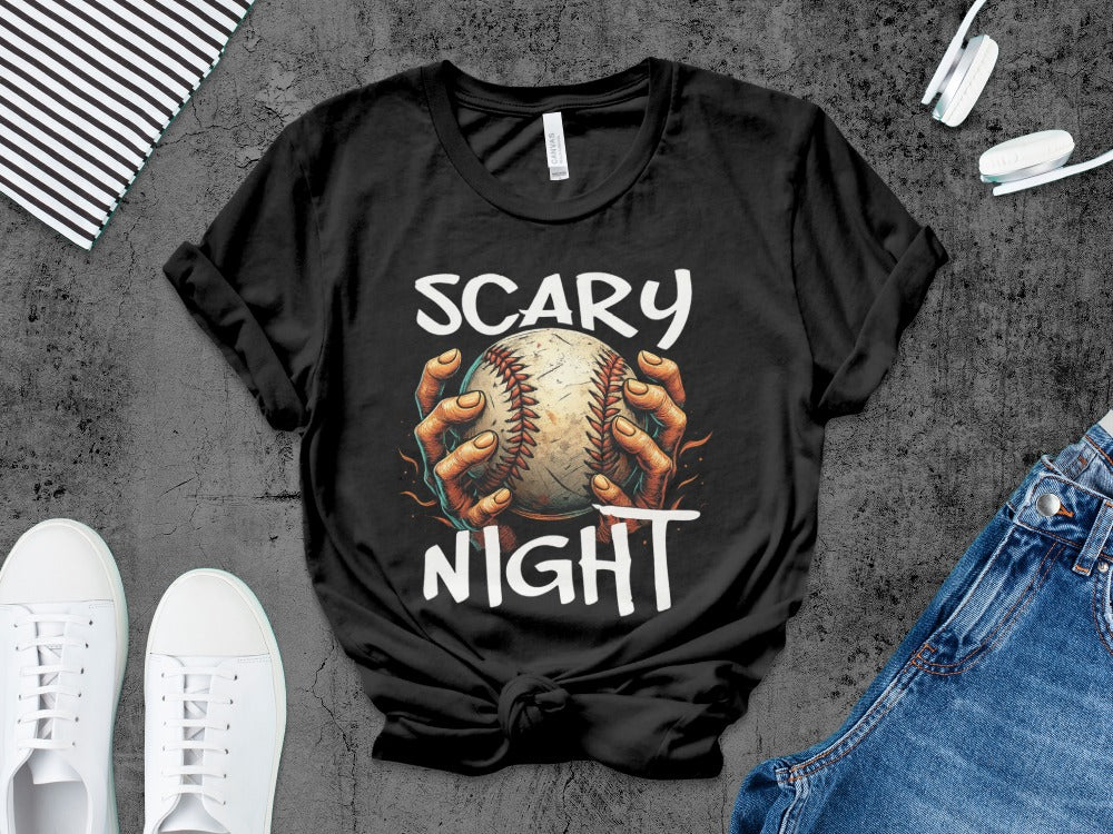 Baseball Player Halloween Pumpkin Skeleton Ghost Boo Spooky T-Shirt