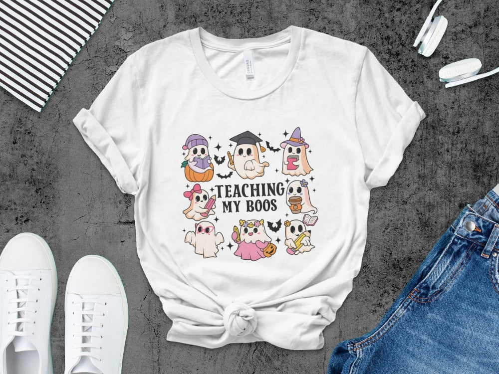 Halloween Spooky Teacher Ghost School Teachers Costume Classrooms T-Shirt