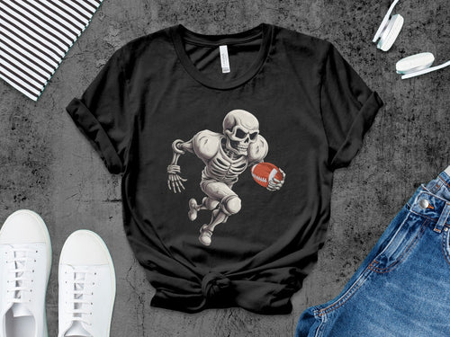American Football Skeleton Halloween Spooky Sports Football Fan T-Shirt