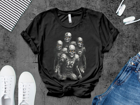 American Football Skeleton Halloween Spooky Sports Football Fan T-Shirt