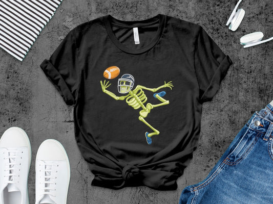 American Football Skeleton Halloween Spooky Sports Football Fan T-Shirt