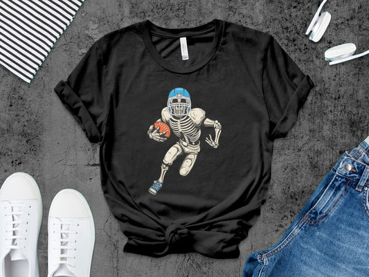 American Football Skeleton Halloween Spooky Sports Football Fan T-Shirt