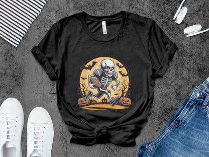 American Football Skeleton Halloween Spooky Sports Football Fan T-Shirt
