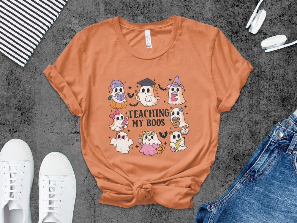 Halloween Spooky Teacher Ghost School Teachers Costume Classrooms T-Shirt