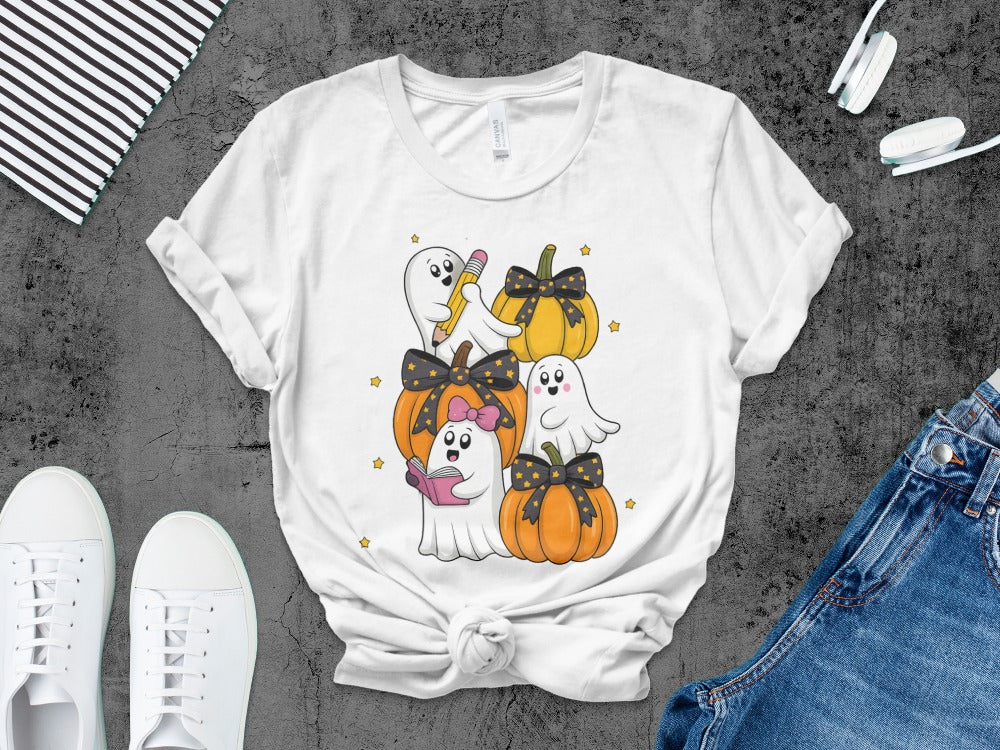 Halloween Spooky Teacher Ghost School Teachers Costume Classrooms T-Shirt