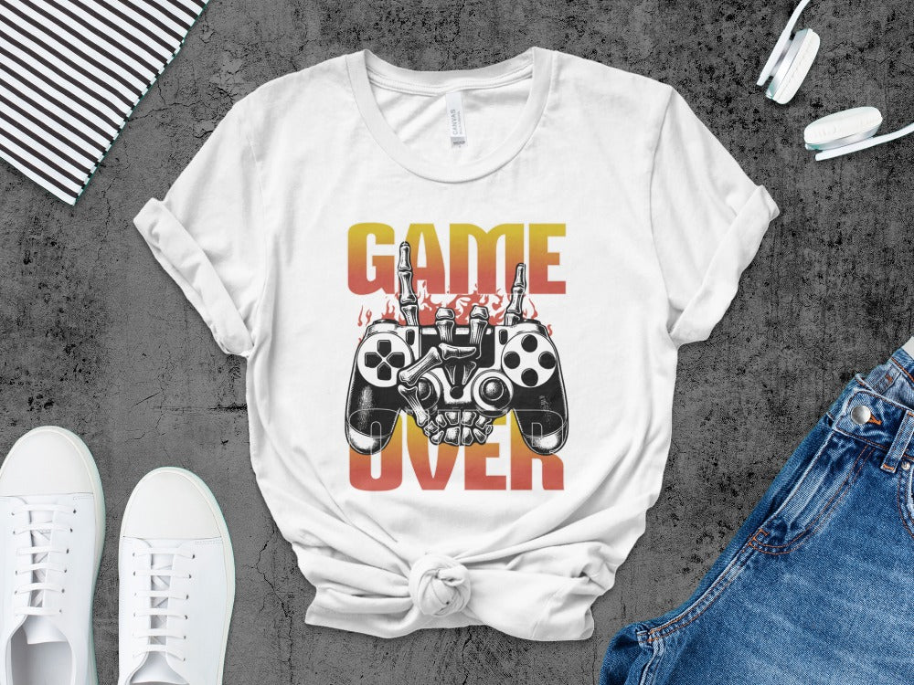 Funny Halloween Skeleton Gamer Video Gaming Spooky controller T-Shirt