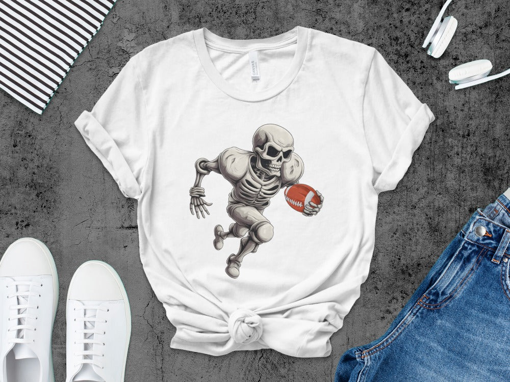 American Football Skeleton Halloween Spooky Sports Football Fan T-Shirt