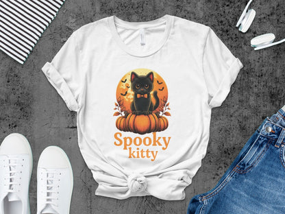 Spooky Kitty  Halloween Black Cat Pumpkin Ghost Spooky Season T-Shirt