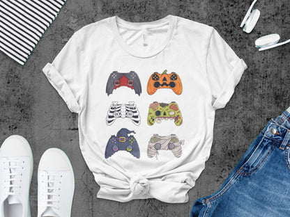 Funny Halloween Skeleton Gamer Video Gaming Spooky controller T-Shirt