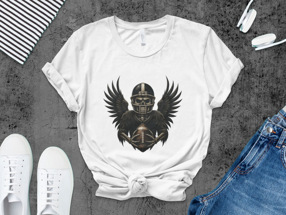 American Football Skeleton Halloween Spooky Sports Football Fan T-Shirt