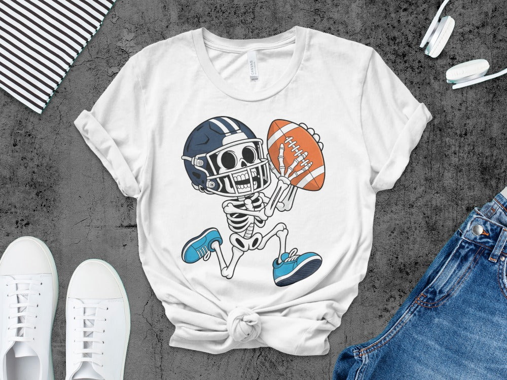 American Football Skeleton Halloween Spooky Sports Football Fan T-Shirt