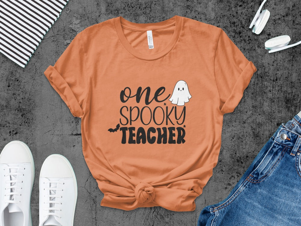 Halloween Spooky Teacher Ghost School Teachers Costume Classrooms T-Shirt