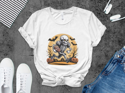 American Football Skeleton Halloween Spooky Sports Football Fan T-Shirt