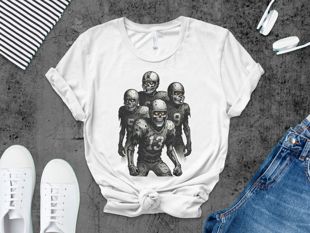 American Football Skeleton Halloween Spooky Sports Football Fan T-Shirt