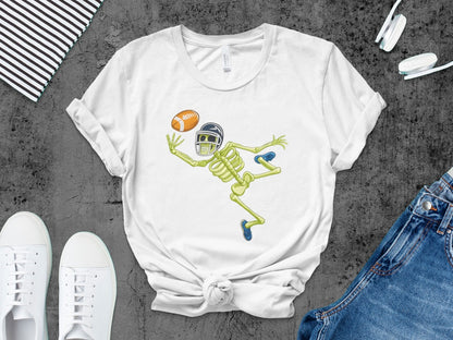 American Football Skeleton Halloween Spooky Sports Football Fan T-Shirt