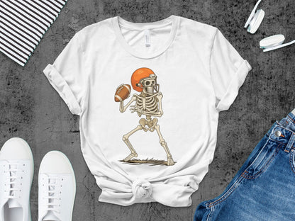 American Football Skeleton Halloween Spooky Sports Football Fan T-Shirt