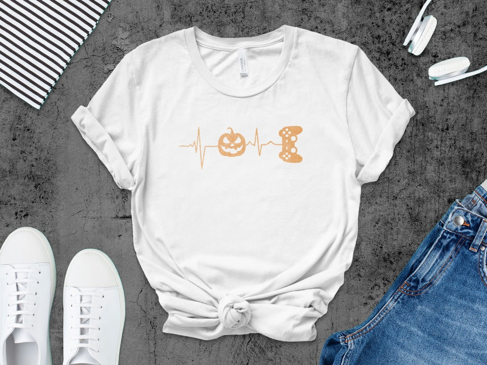 Funny Halloween Skeleton Gamer Video Gaming Spooky controller T-Shirt