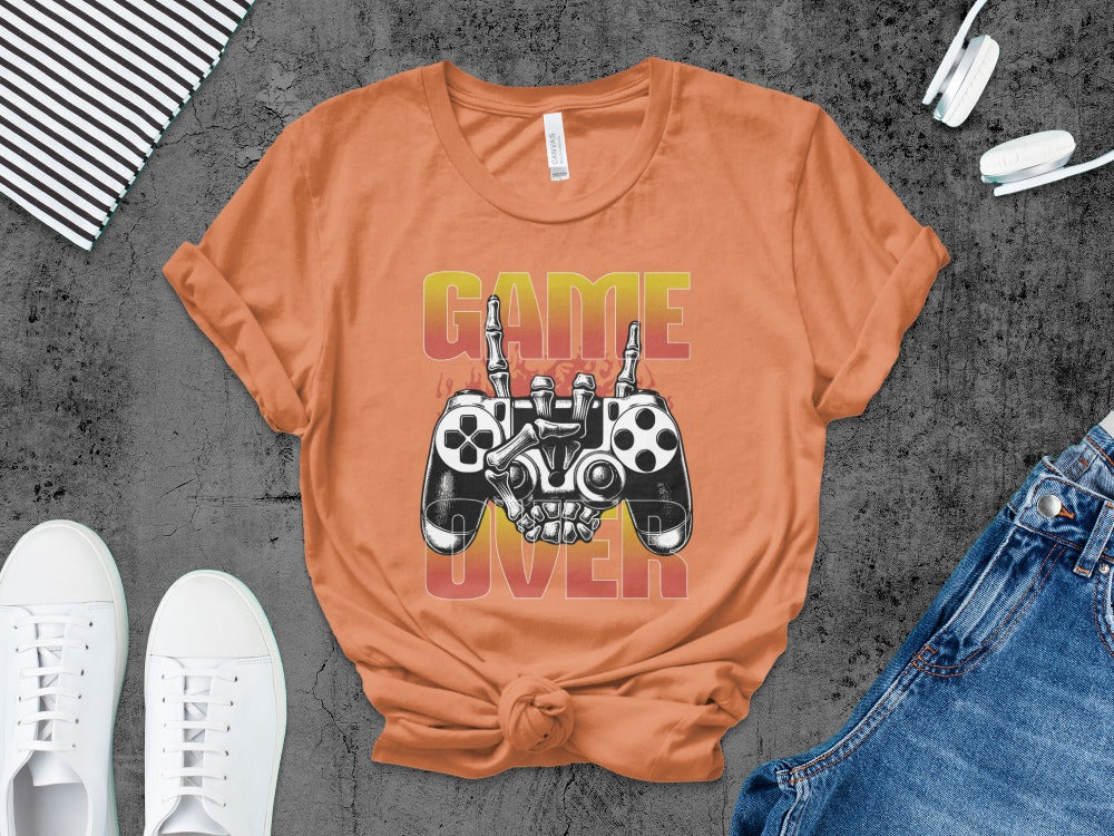 Funny Halloween Skeleton Gamer Video Gaming Spooky controller T-Shirt