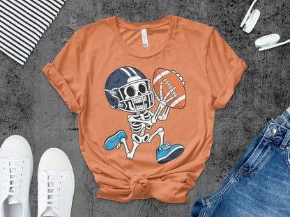 American Football Skeleton Halloween Spooky Sports Football Fan T-Shirt
