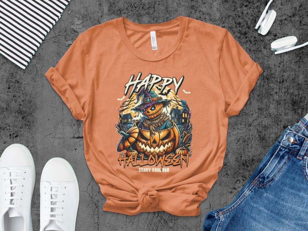 Happy Halloween Unisex T-shirt, Spooky Scarecrow Tee, Fall Festival Apparel, Halloween Costume Top, Casual Holiday Wear