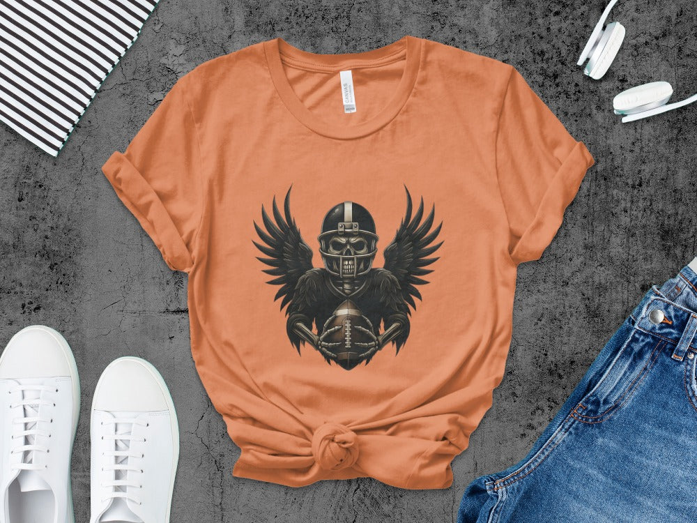 American Football Skeleton Halloween Spooky Sports Football Fan T-Shirt