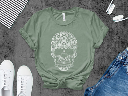 Funny Halloween Skeleton Gamer Video Gaming Spooky controller T-Shirt