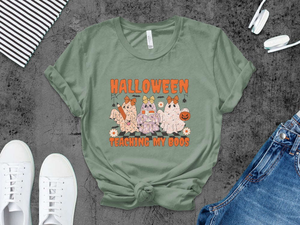 Halloween Spooky Teacher Ghost School Teachers Costume Classrooms T-Shirt