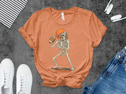 American Football Skeleton Halloween Spooky Sports Football Fan T-Shirt