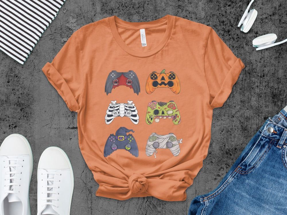 Funny Halloween Skeleton Gamer Video Gaming Spooky controller T-Shirt