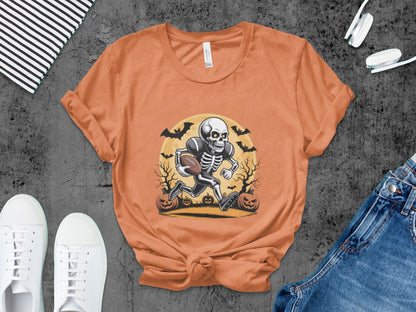 American Football Skeleton Halloween Spooky Sports Football Fan T-Shirt