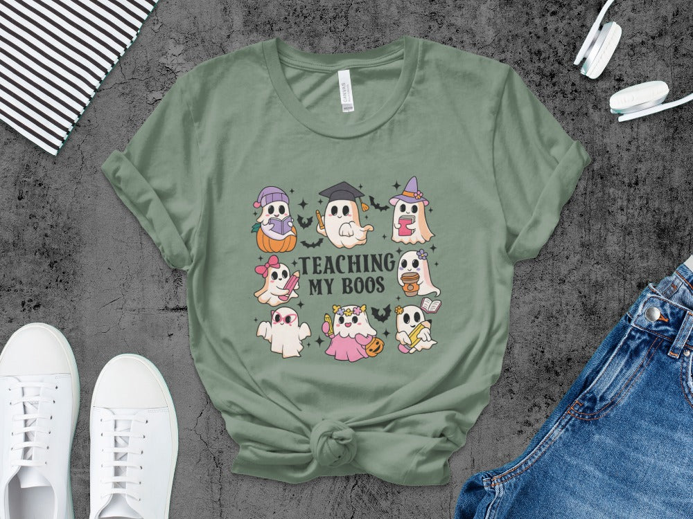 Halloween Spooky Teacher Ghost School Teachers Costume Classrooms T-Shirt