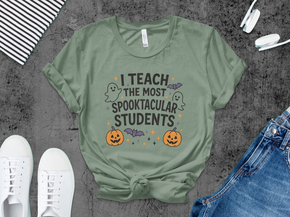 Halloween Spooky Teacher Ghost School Teachers Costume Classrooms T-Shirt