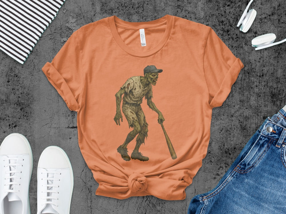 Baseball Player Halloween Pumpkin Skeleton Ghost Boo Spooky T-Shirt