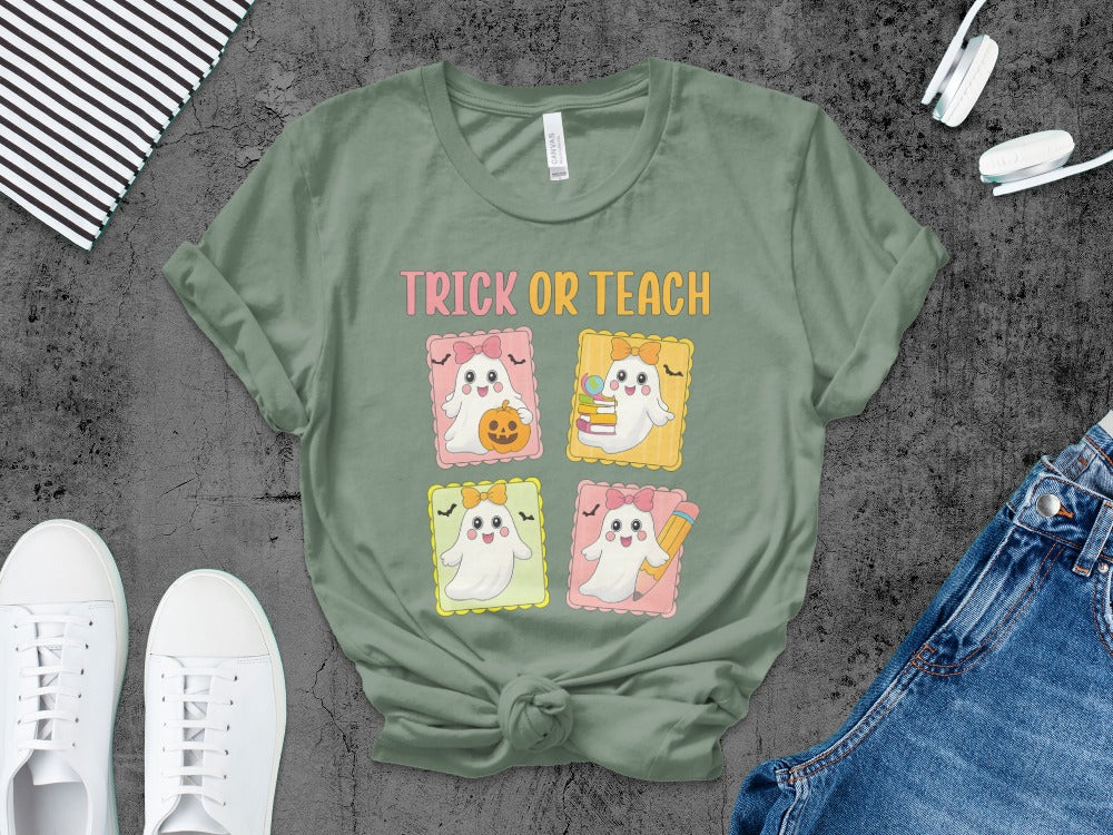 Halloween Spooky Teacher Ghost School Teachers Costume Classrooms T-Shirt