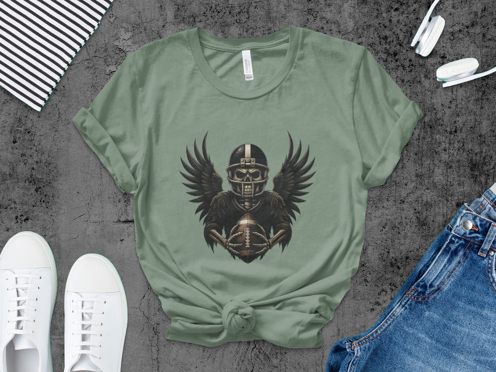 American Football Skeleton Halloween Spooky Sports Football Fan T-Shirt