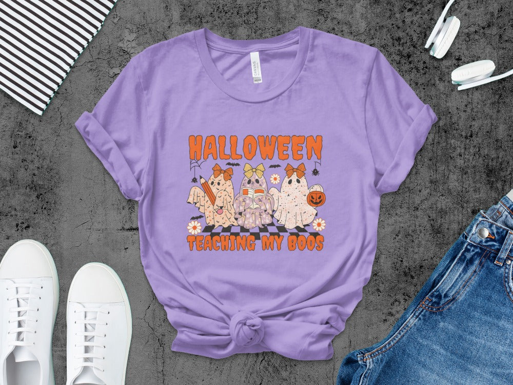 Halloween Spooky Teacher Ghost School Teachers Costume Classrooms T-Shirt