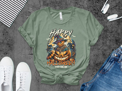 Happy Halloween Unisex T-shirt, Spooky Scarecrow Tee, Fall Festival Apparel, Halloween Costume Top, Casual Holiday Wear