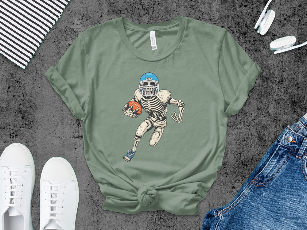 American Football Skeleton Halloween Spooky Sports Football Fan T-Shirt