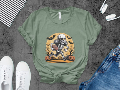 American Football Skeleton Halloween Spooky Sports Football Fan T-Shirt