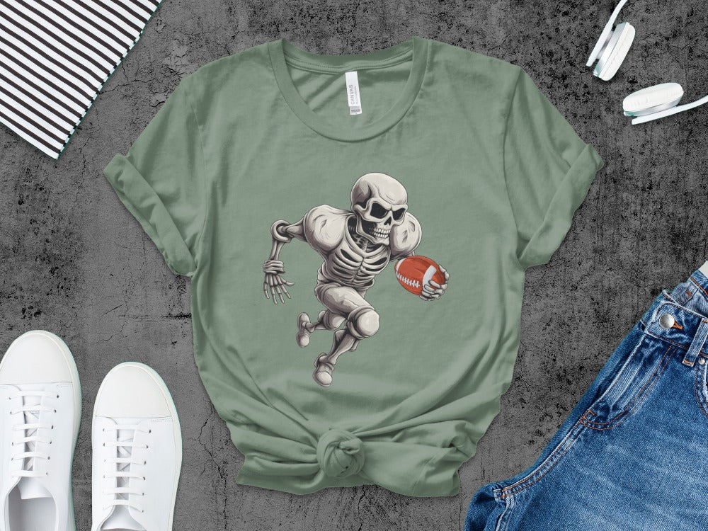 American Football Skeleton Halloween Spooky Sports Football Fan T-Shirt