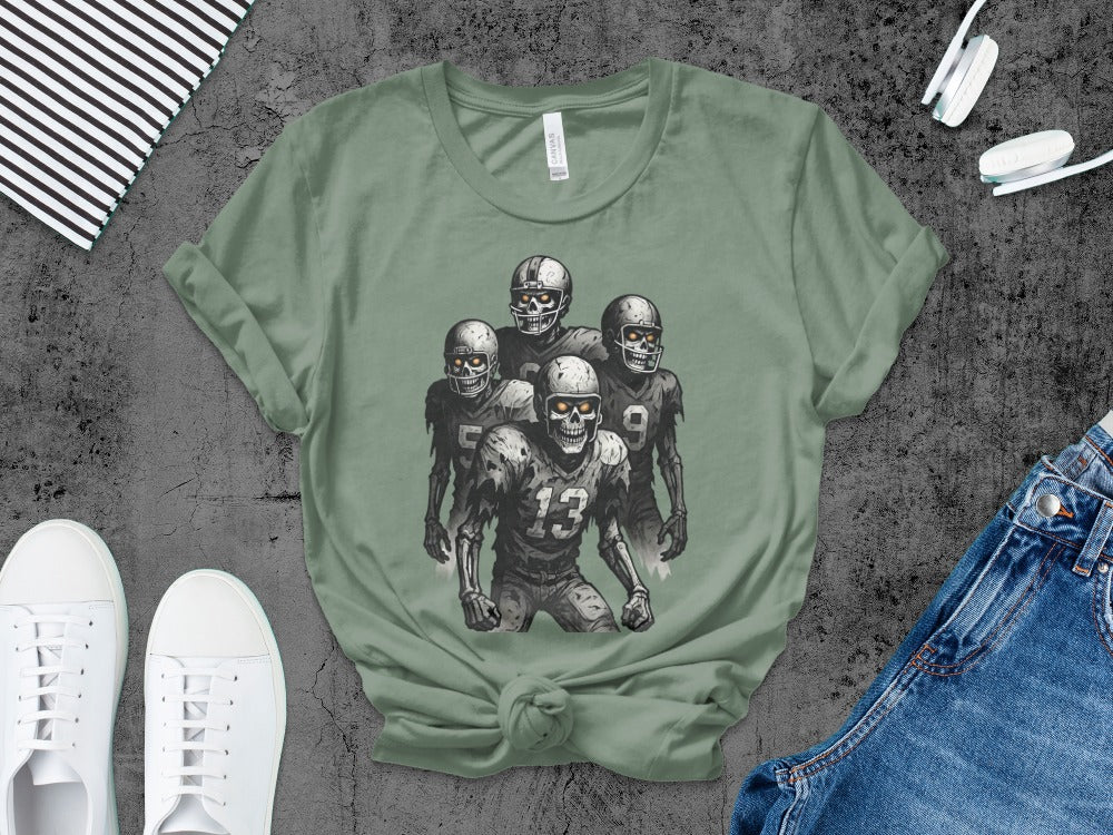 American Football Skeleton Halloween Spooky Sports Football Fan T-Shirt