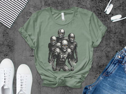 American Football Skeleton Halloween Spooky Sports Football Fan T-Shirt