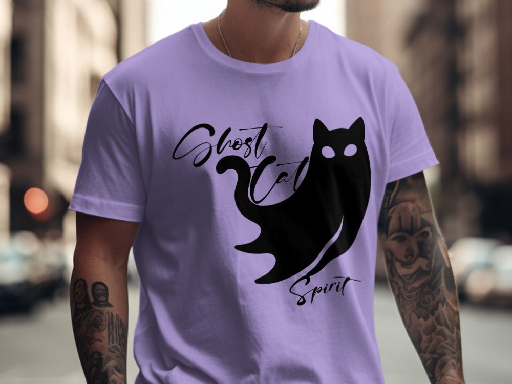 Skeleton Halloween Black Ghost Cat Spirit Cat Pumpkin Ghost Spooky Season T-Shirt
