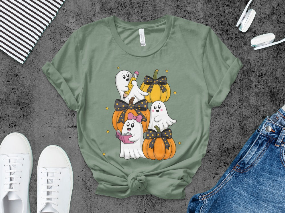 Halloween Spooky Teacher Ghost School Teachers Costume Classrooms T-Shirt